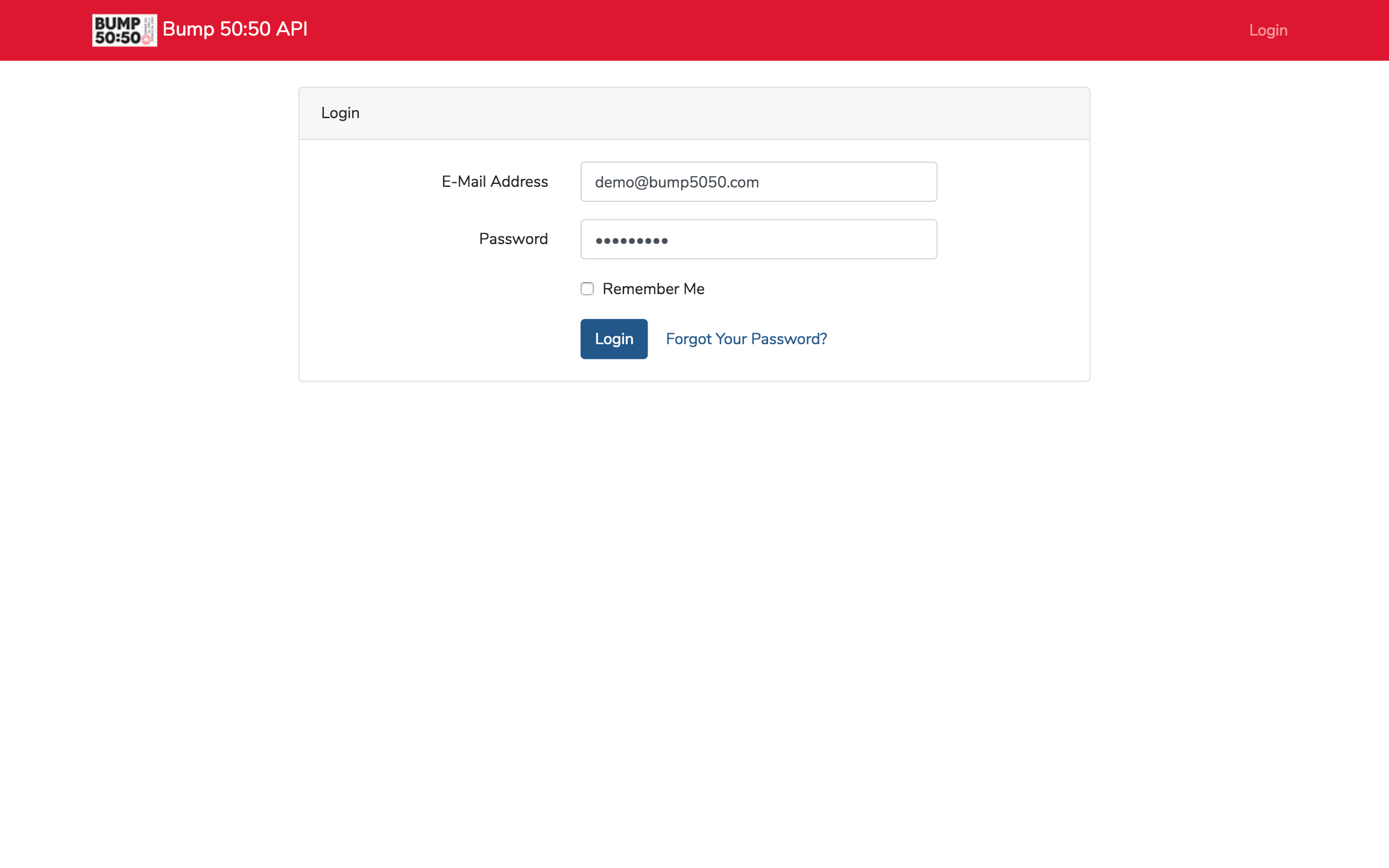 Login page